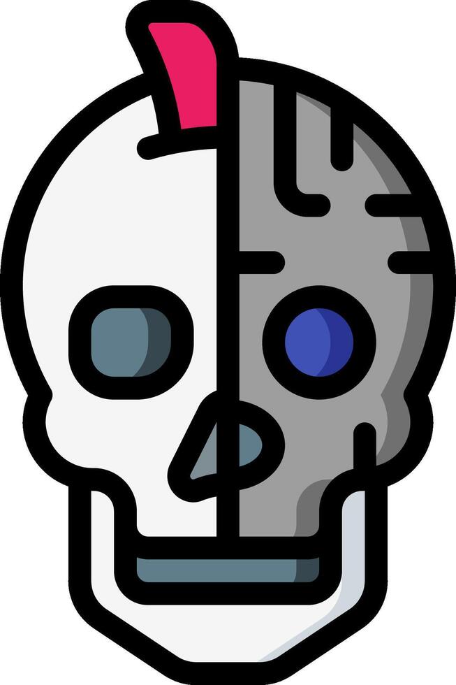 A skull with a red head and blue eyes vector
