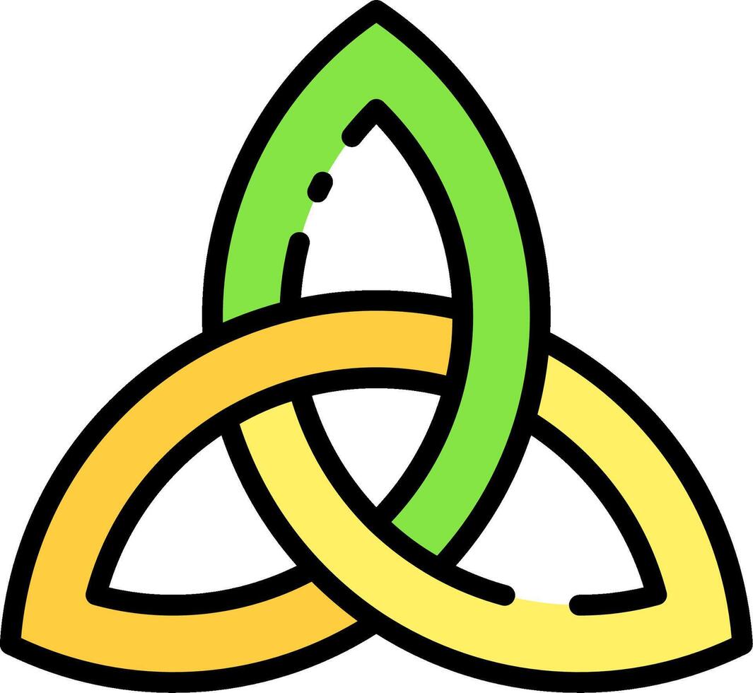 A celtic knot with two yellow and green leaves vector