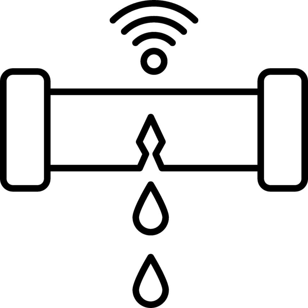 A black and white illustration of a water pipe with a wifi symbol vector