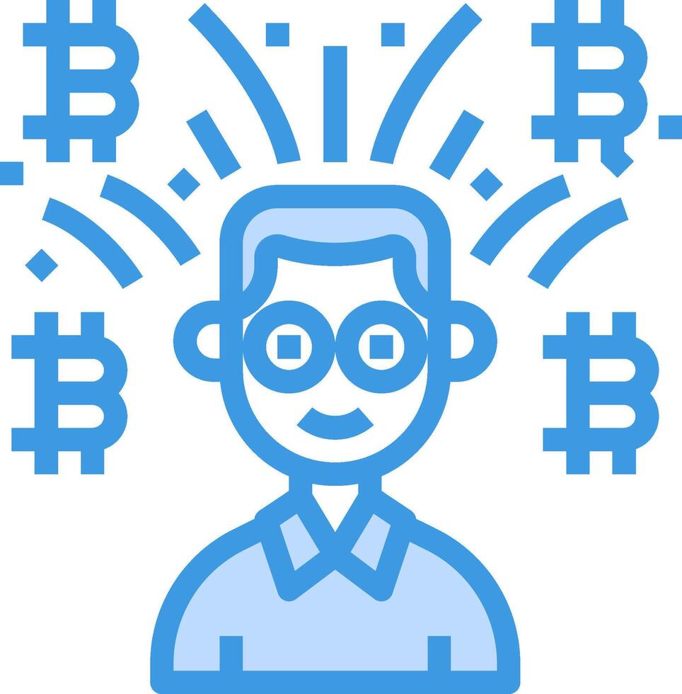 Bitcoin icon with man in glasses and glasses vector