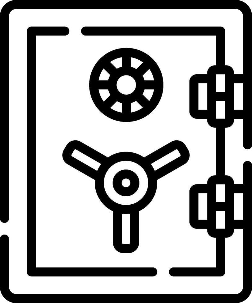 A black and white illustration of a safe box vector