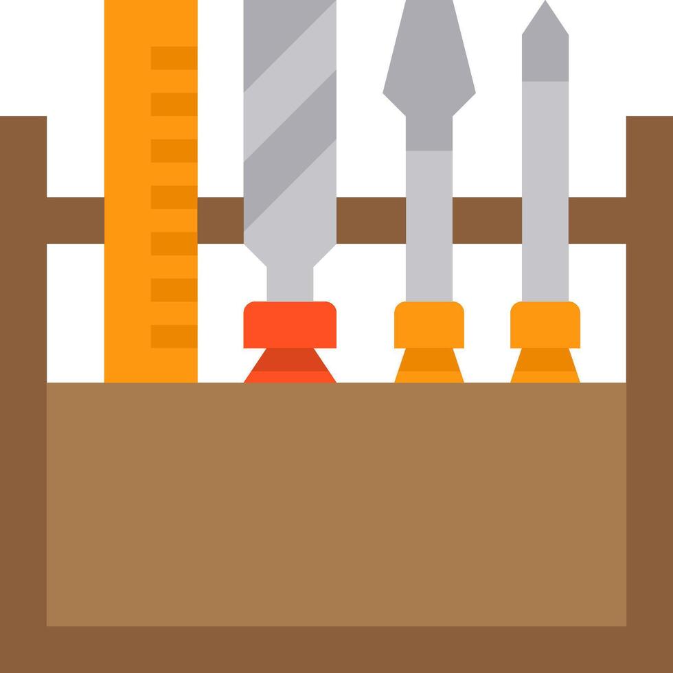 Tools in a wooden box vector