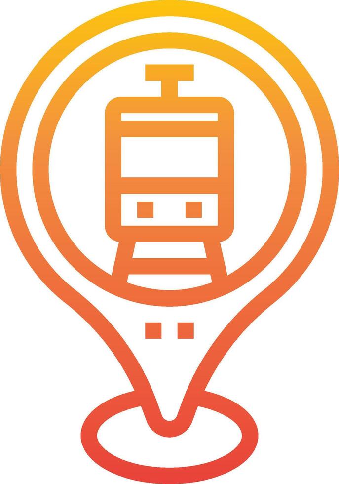 A train icon with a yellow and orange background vector
