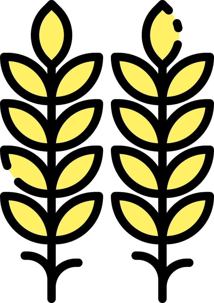 Two wheat plants with leaves on a white background vector