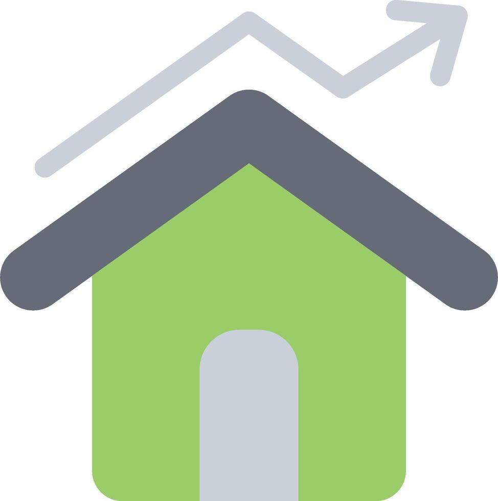 A house with a green roof and an upward arrow vector