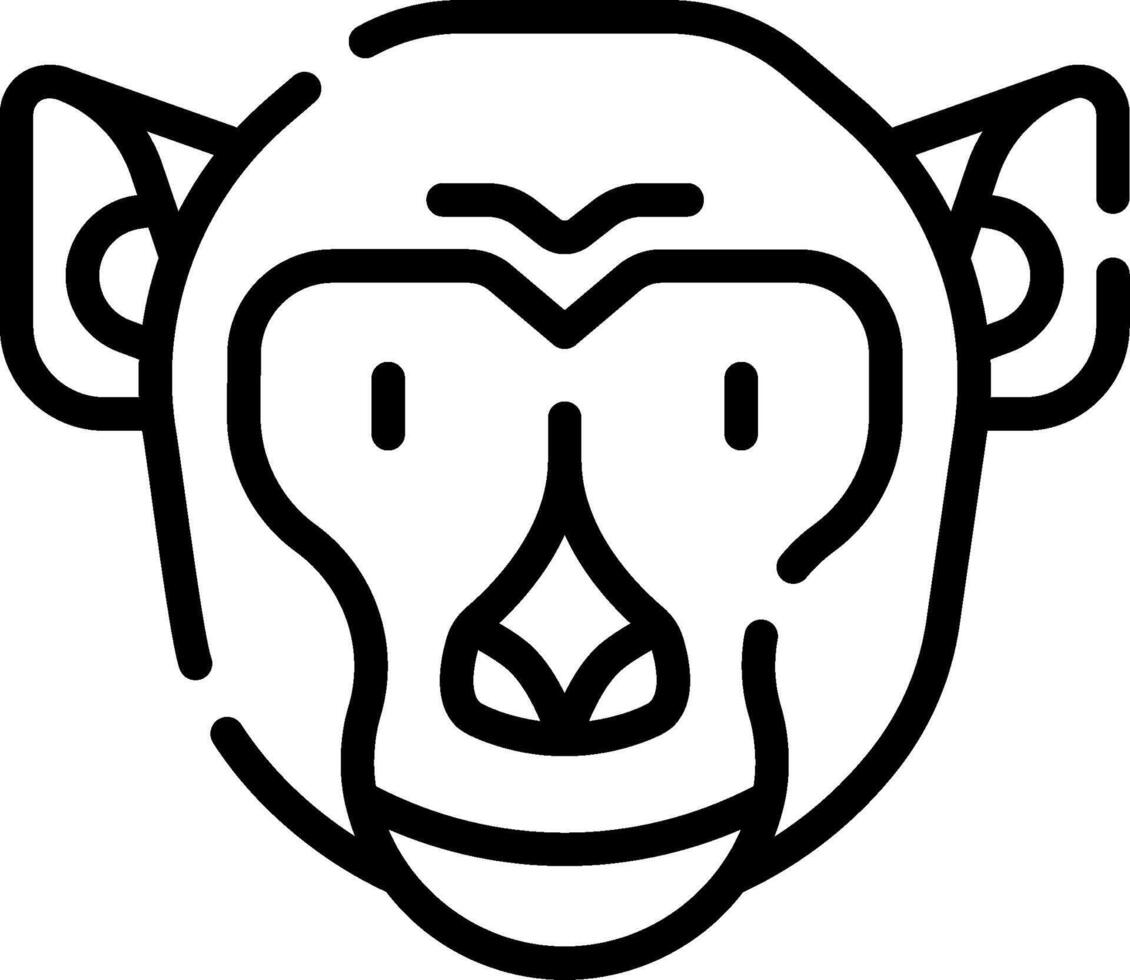 A monkey head with a black outline vector