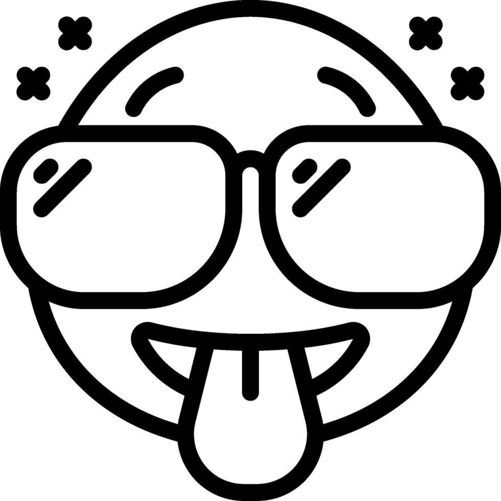 A black and white drawing of a smiling emoticioner with glasses vector