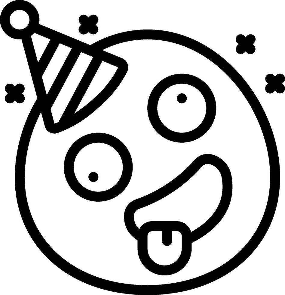 A black and white drawing of a smiley face with a party hat vector