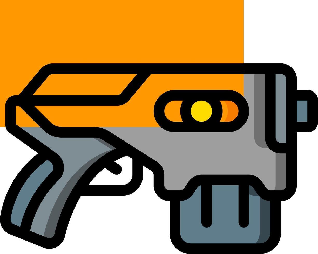 A gun icon with a yellow and orange background vector