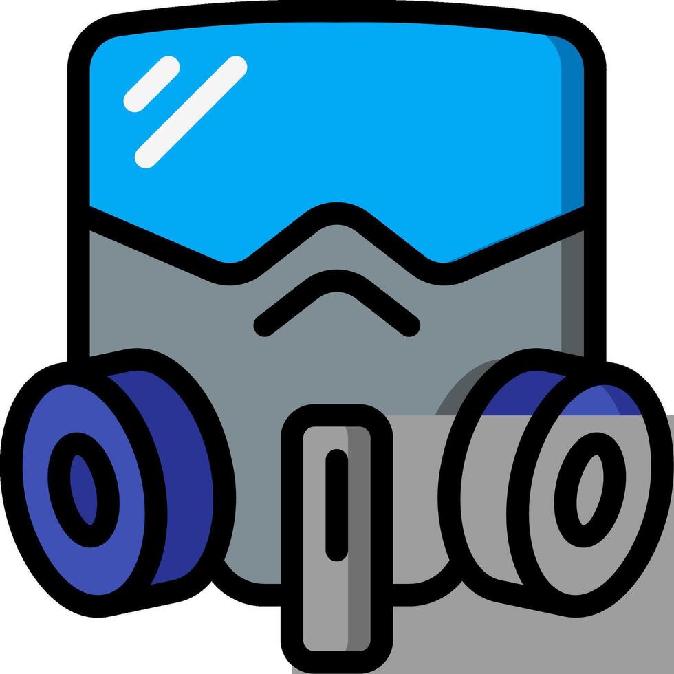 A gas mask icon with blue and gray colors vector