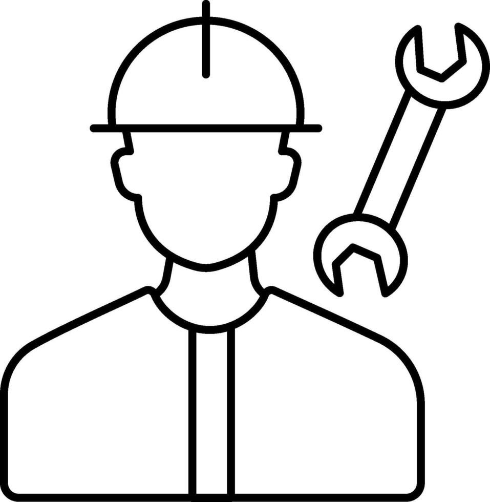 A man with a wrench in his hand and a hard hat vector