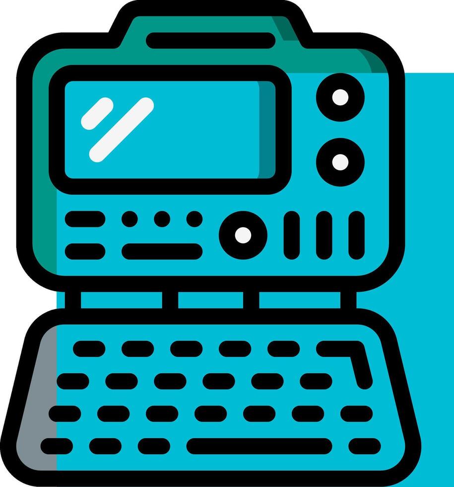 A laptop computer with a keyboard and a monitor vector