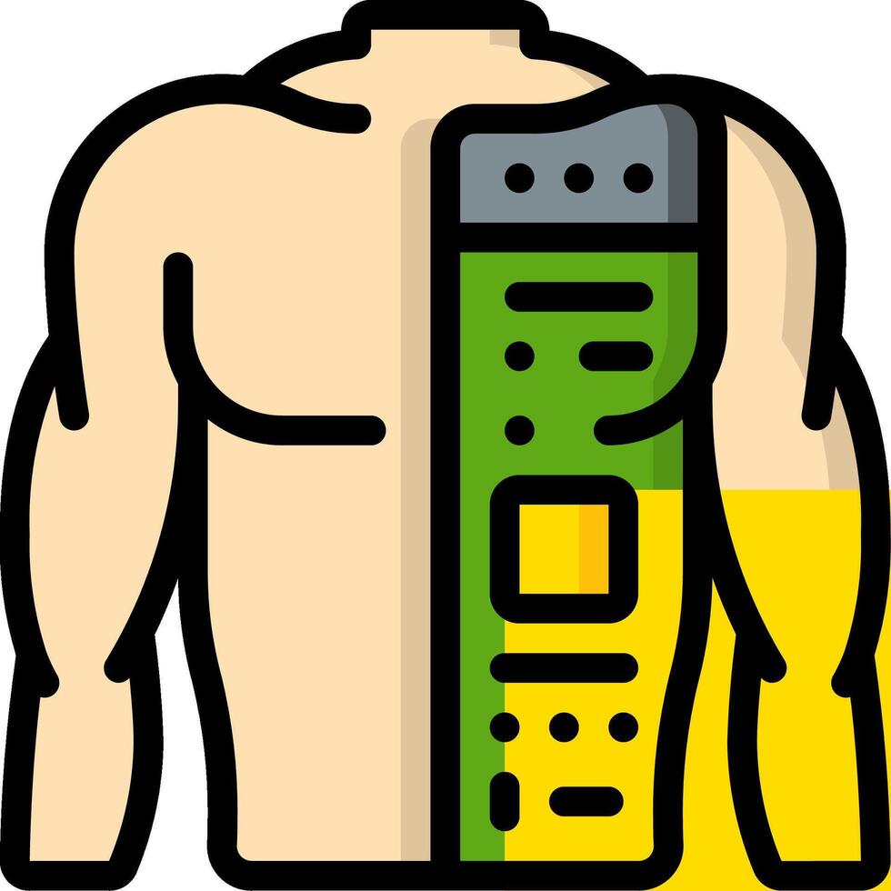 A man's torso with a yellow and green bar vector