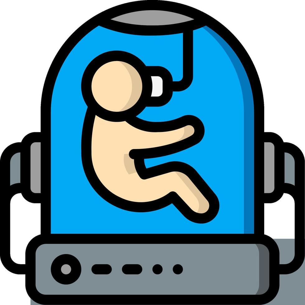 A person in a blue backpack with a computer vector
