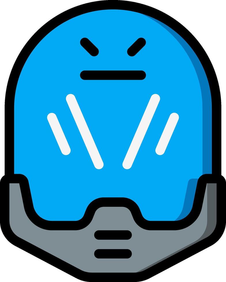 A helmet with a blue face and a gray face vector