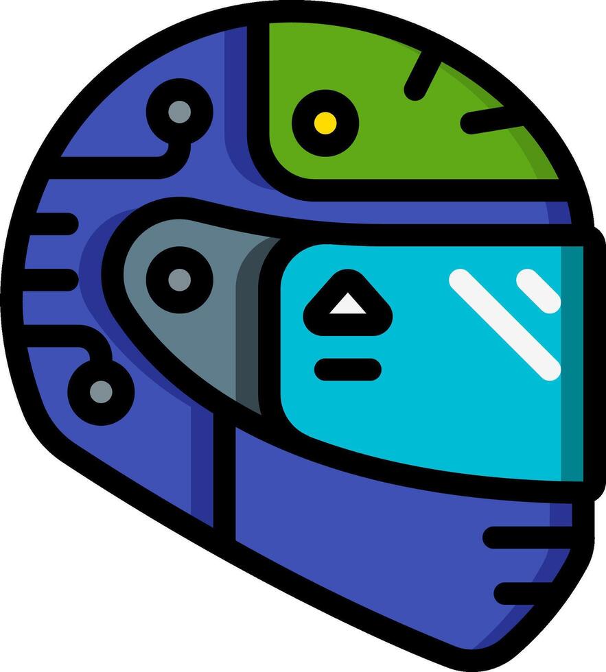 A helmet with a green and blue face vector