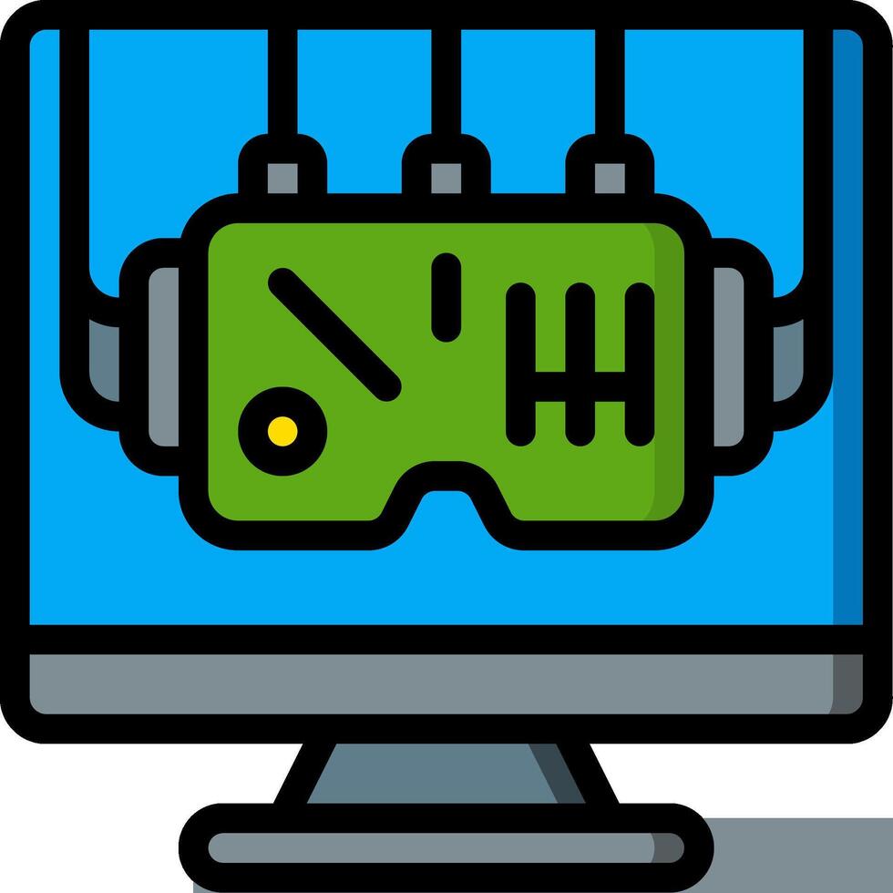 A computer monitor with a headset on it vector