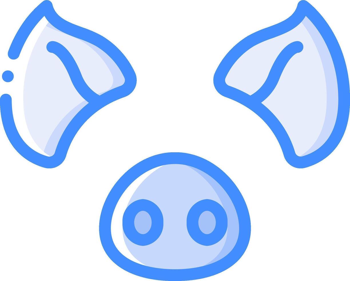A pig's head with two ears and two horns vector