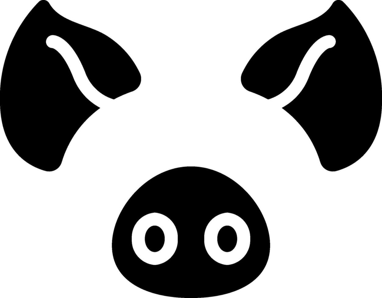 A black and white pig head icon vector