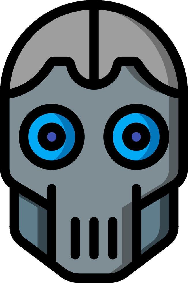 A robot head with blue eyes and a gray mask vector