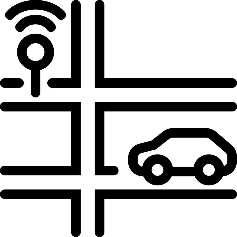 A car and a wifi icon on a map vector