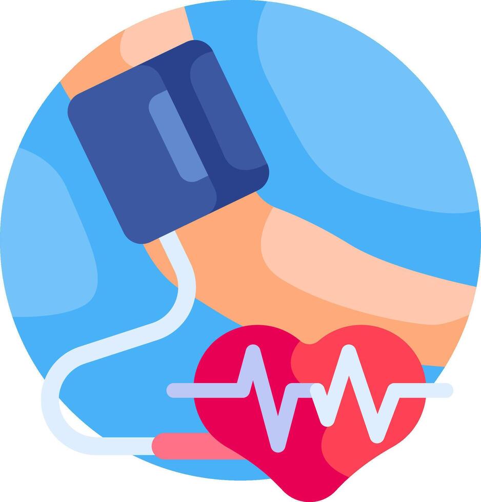 A person with a blood pressure monitor and a heart vector