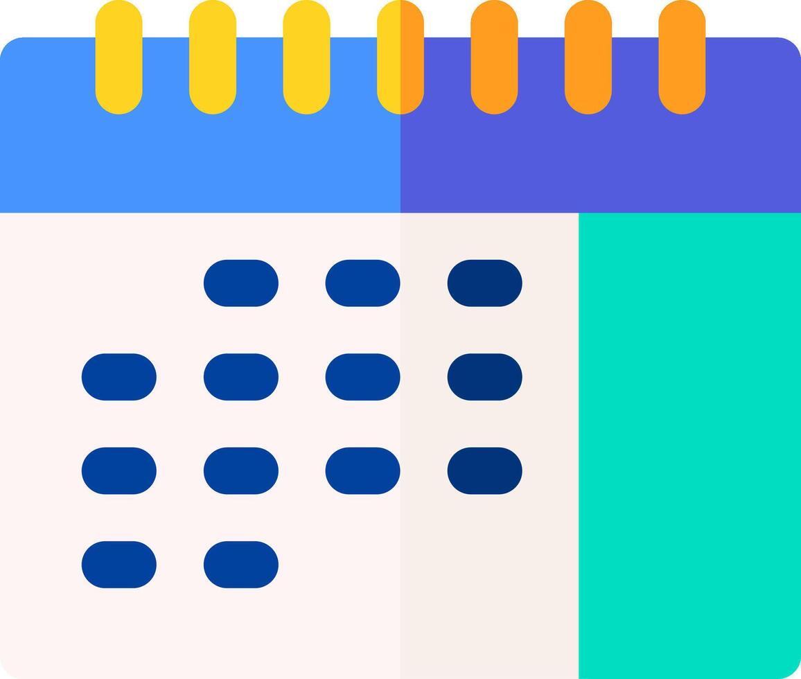 A calendar icon with a blue and orange background vector