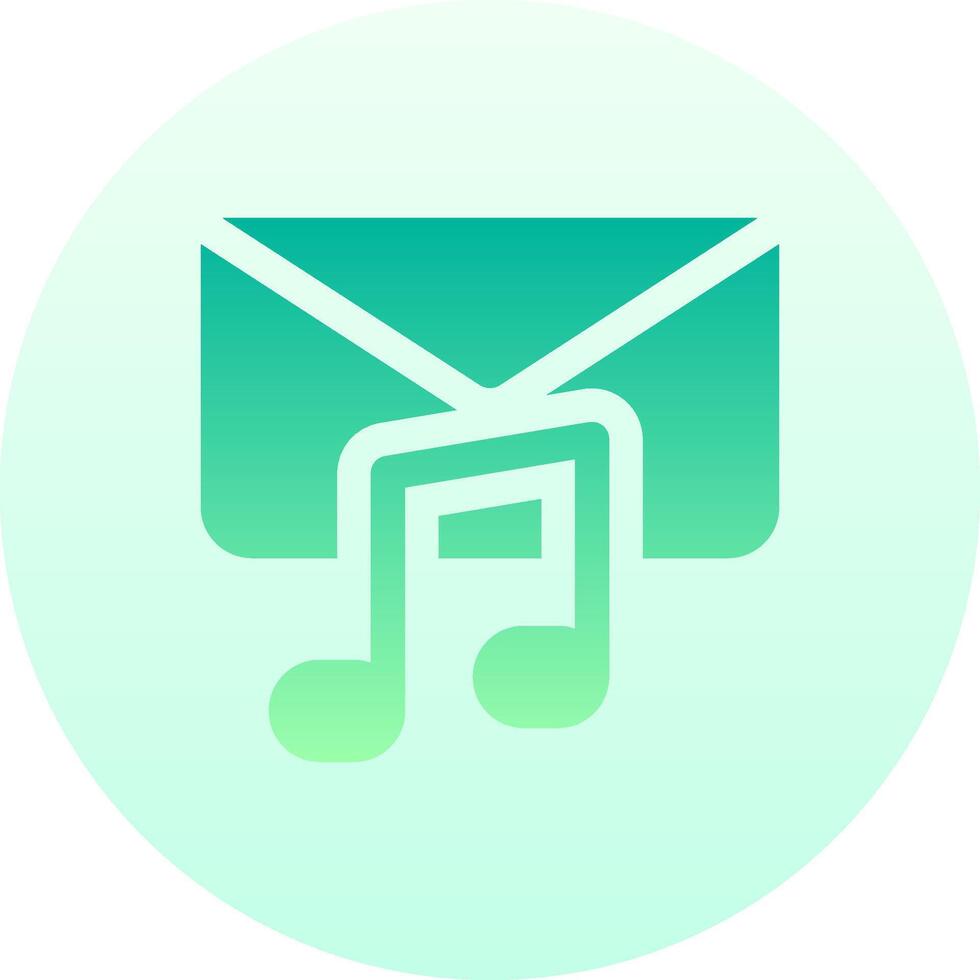 A green and white icon with a music note and a green envelope vector