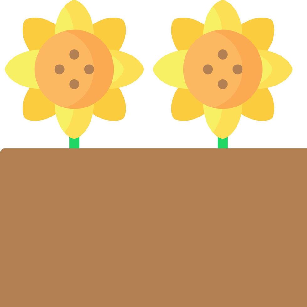 Two sunflowers in a flower pot on a white background vector