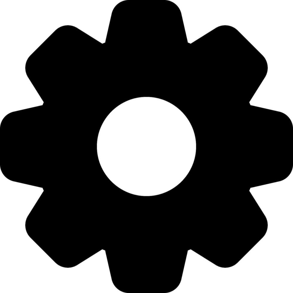 A black and white gear wheel icon vector