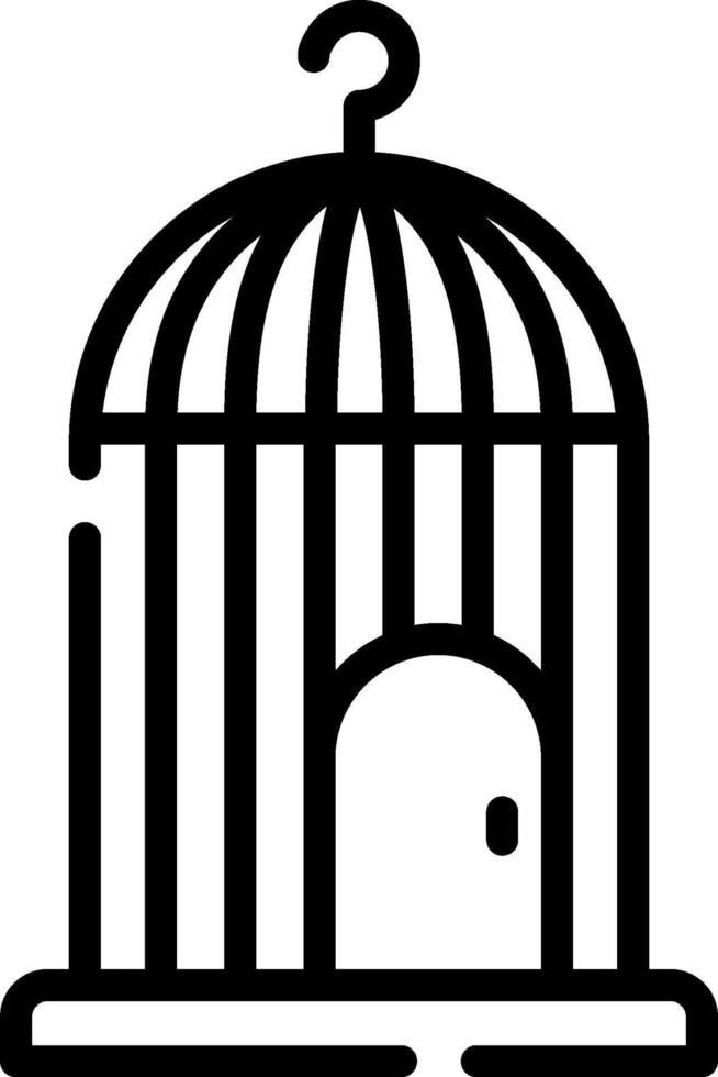 A black and white illustration of a bird cage vector