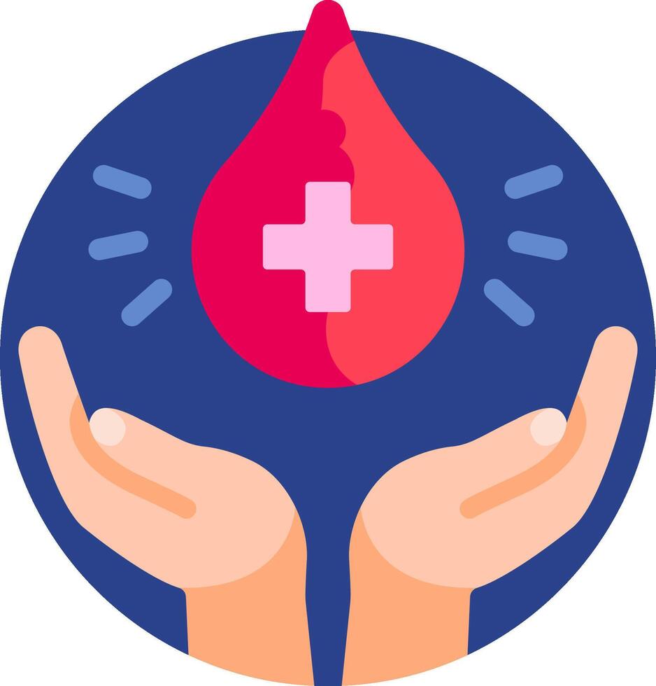 Blood donation icon with hands holding a drop of blood vector