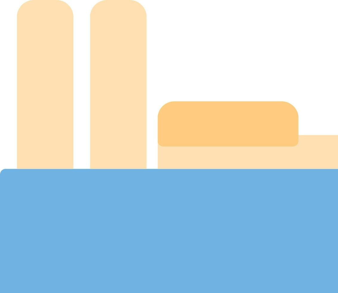 A blue and yellow bed with a person in it vector