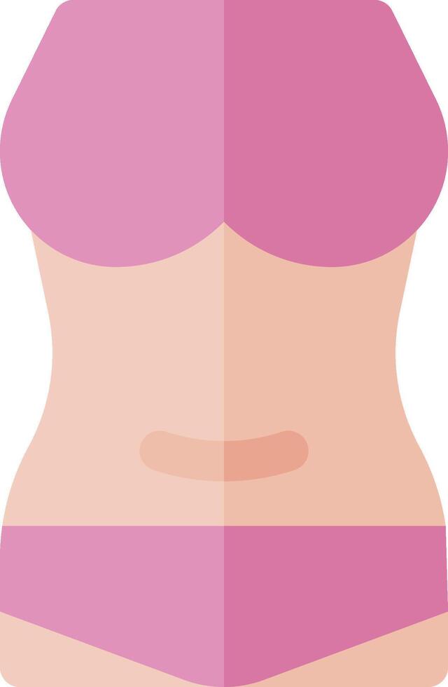 A woman's stomach with a pink bikini top vector
