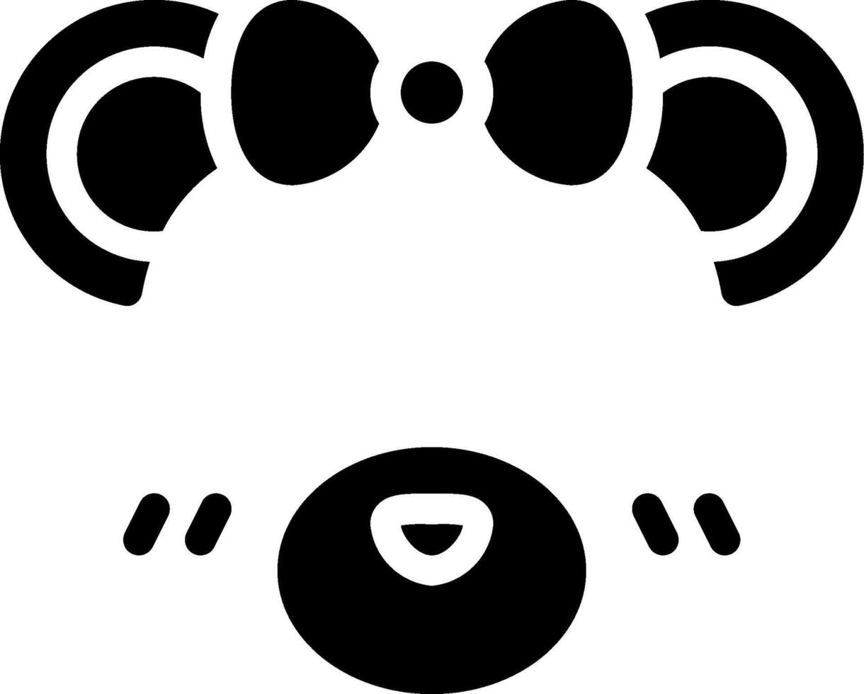 A black and white bear head with a bow on it vector