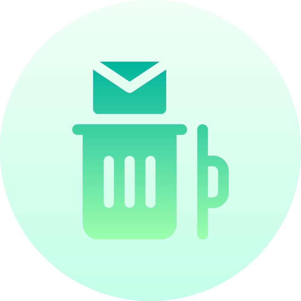 A green and blue icon with a trash can and an envelope vector