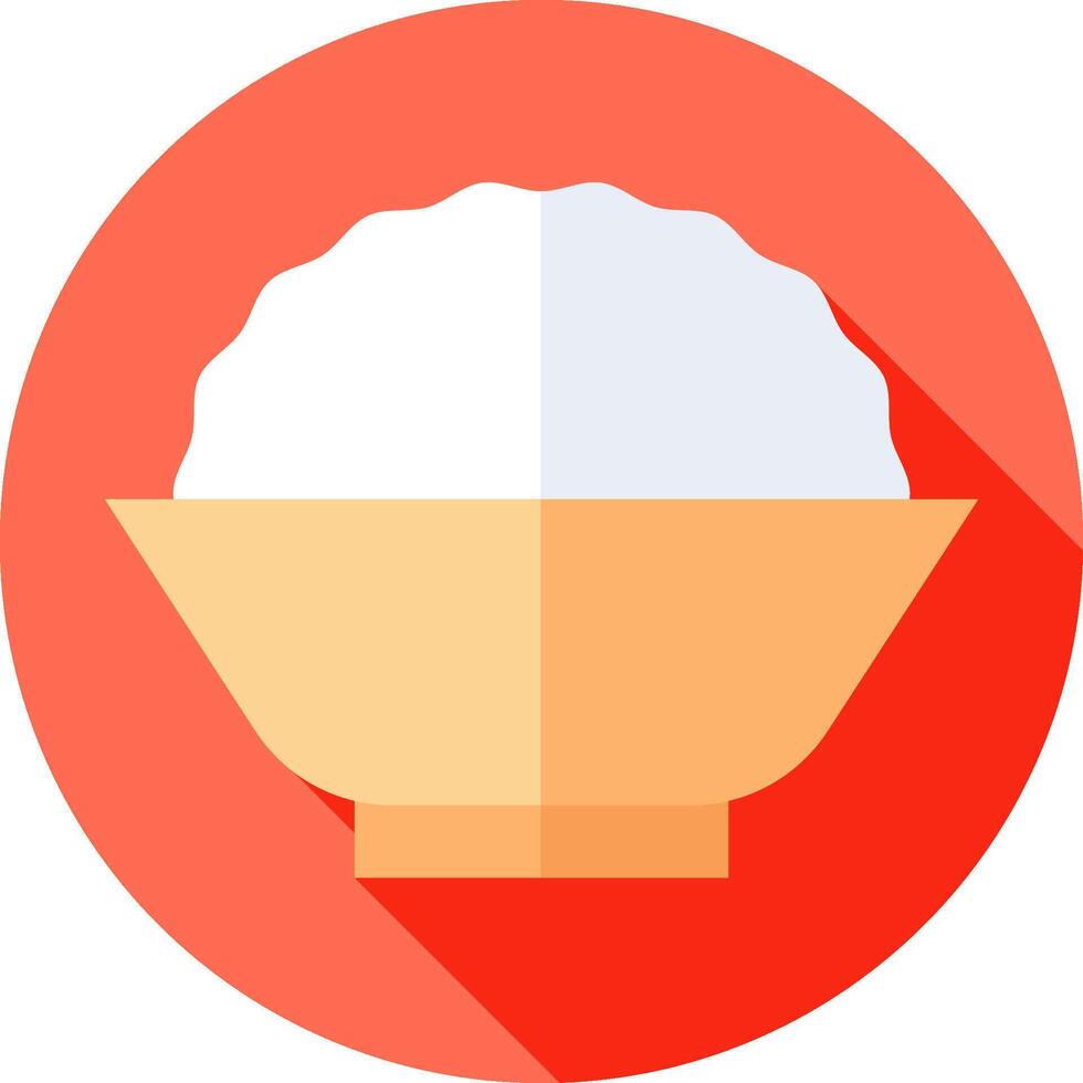 Rice bowl icon with long shadow vector