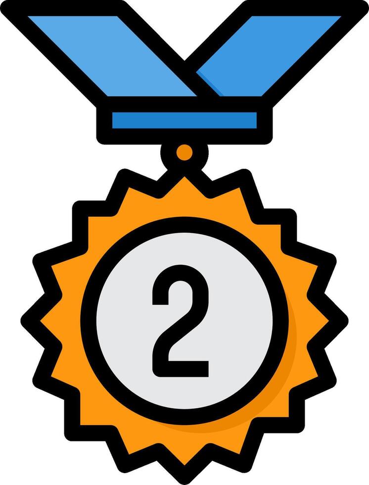 A medal with the number two on it vector