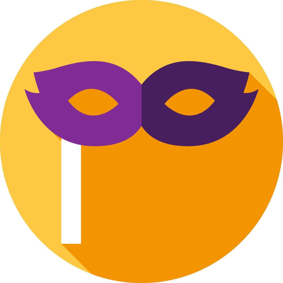 A purple and purple mask icon on a yellow background vector