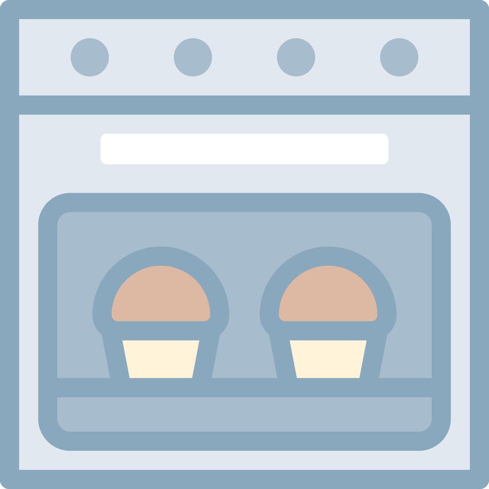 A kitchen oven with two muffins inside vector