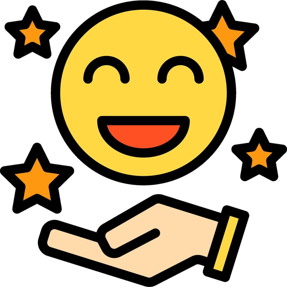 A hand holding a smiley face with stars vector