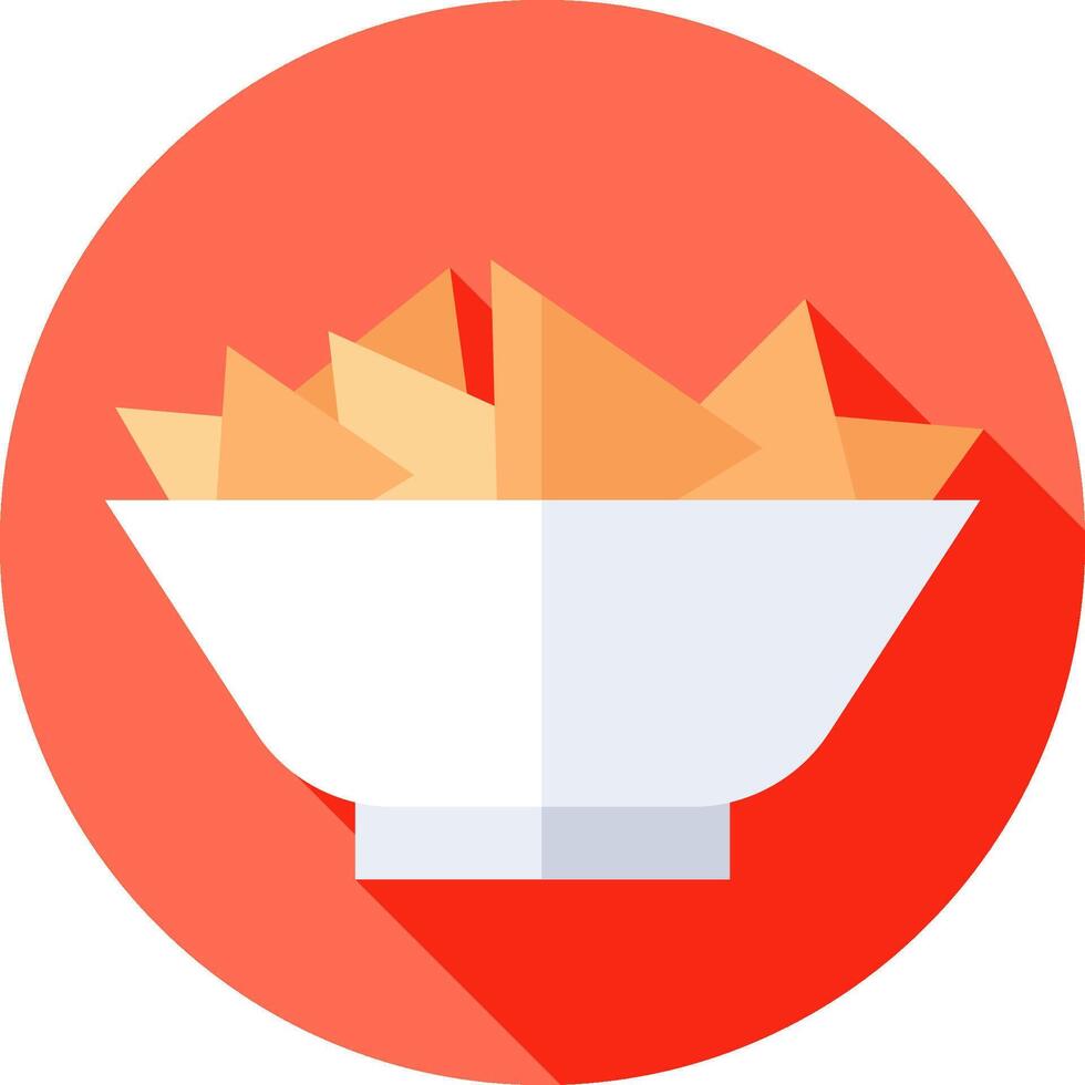 A bowl of chips in a flat design vector
