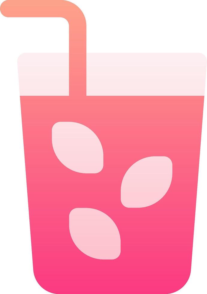 A pink drink with a straw and leaves vector