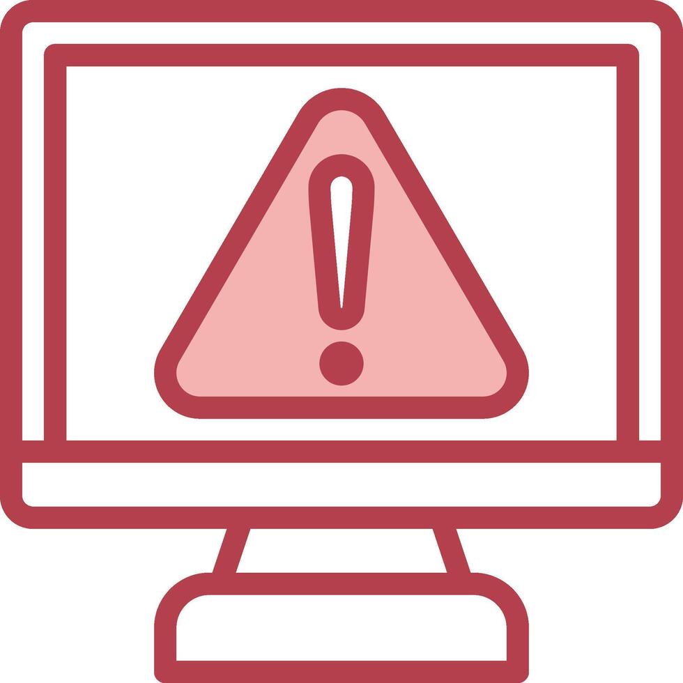 A computer monitor with a warning sign on it vector
