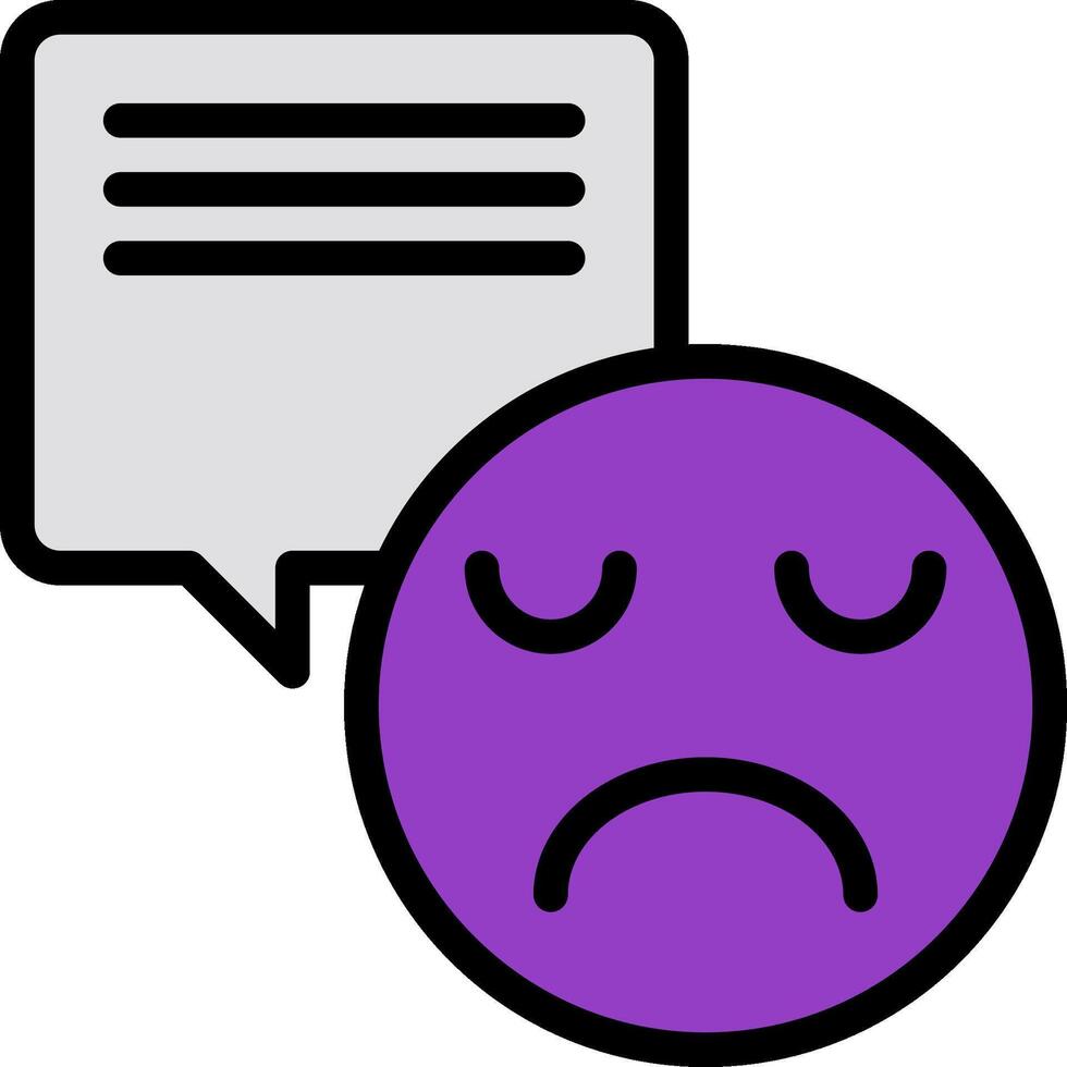 A purple emoticor with a speech bubble vector