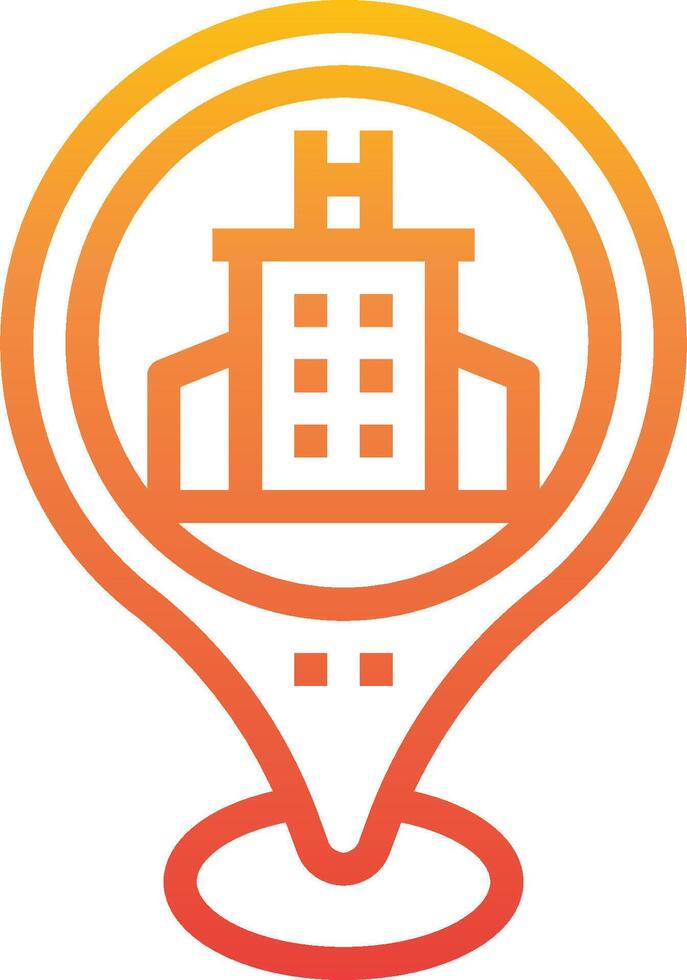 A building with a map pin on top of it vector
