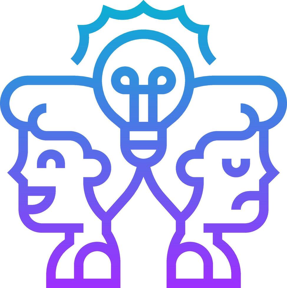 Two people with a light bulb above their heads vector