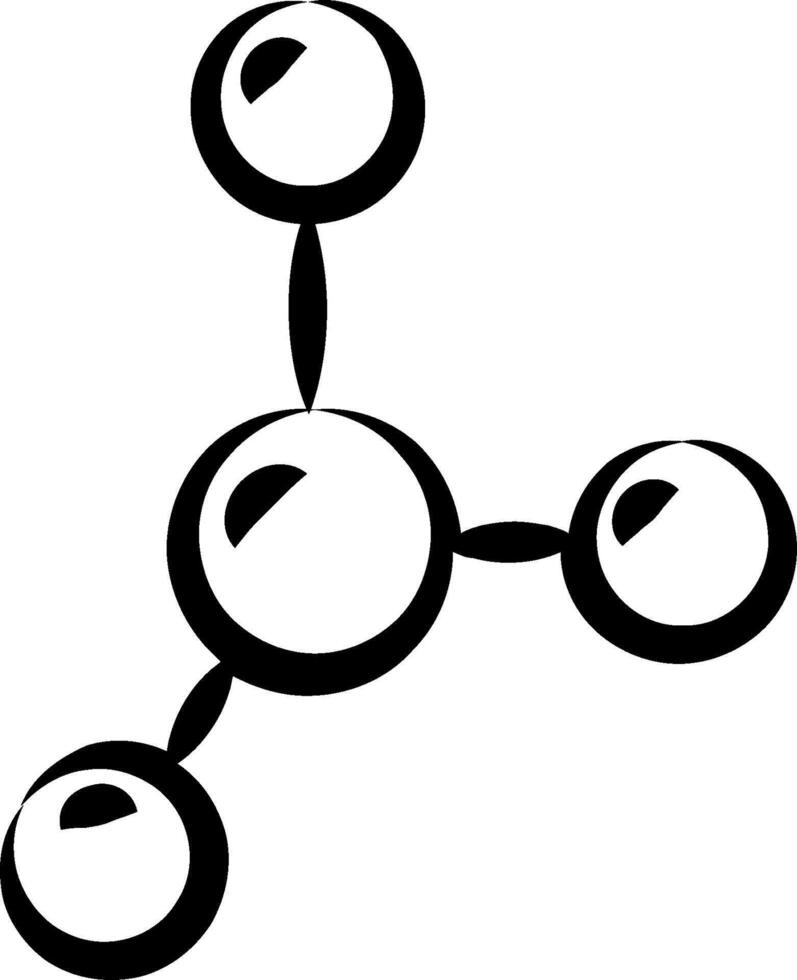 A black and white drawing of a molecule vector