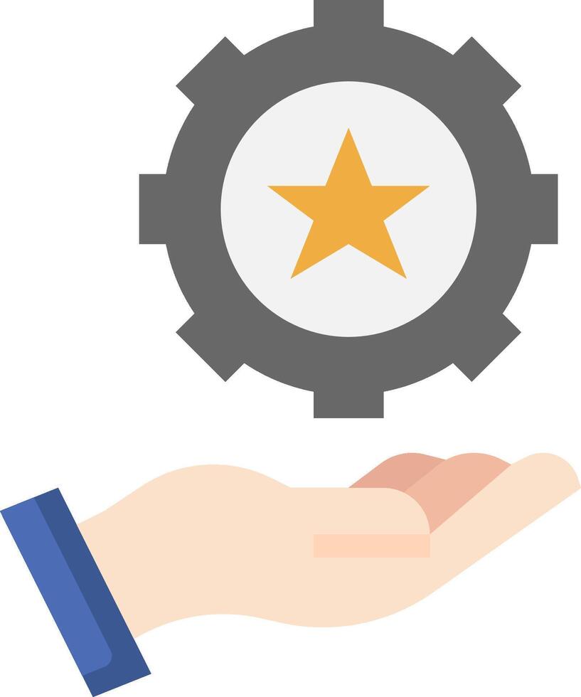 A hand holding a star and a gearwheel vector