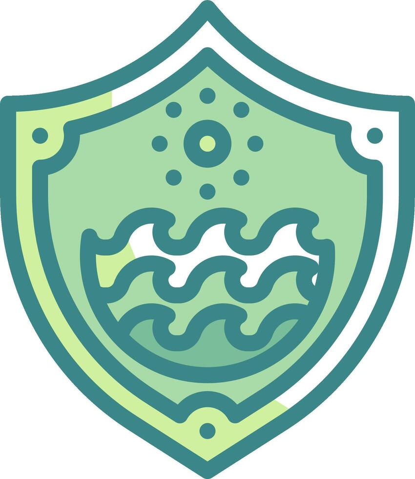 A shield with a wave and a sun on it vector